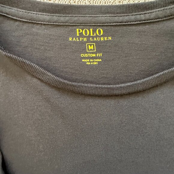 Ralph Lauren Dark Gray Long Sleeve Shirt with Red Logo - Picture 2 of 2